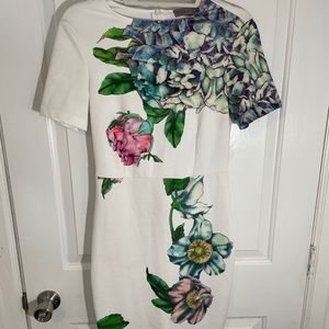 Knee length gorgeous flower fitted dress